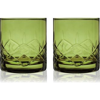 Viski Admiral Crystal Rocks Glasses in Green at Nordstrom