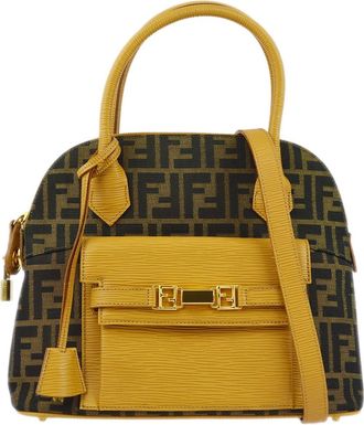 Fendi Convertible Dome Bag Zucca Canvas Brown Canvas Bag (Pre-Owned)