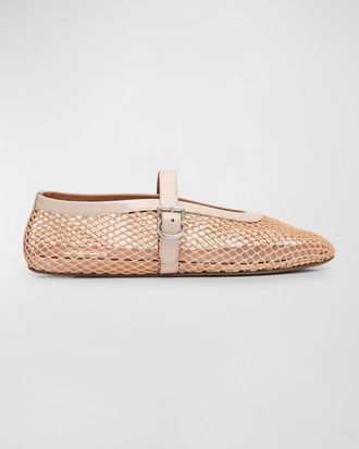 Alaia Mesh Mary Jane Ballerina Flats