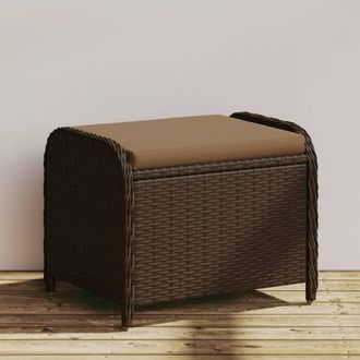 vidaXL Vidaxl - Taburete De Jard&iacute;n Con Coj&iacute;n Rat&aacute;n Sint&eacute;tico Marr&oacute;n 58x46x46 Cm