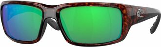Costa Mens Fantail Rectangle Sunglasses In Tortoise/green Mirror