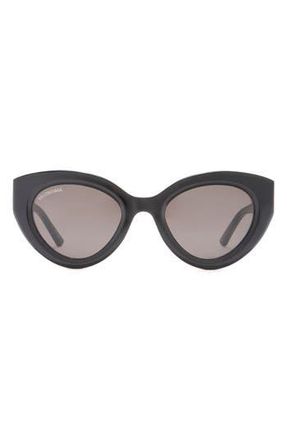 Balenciaga 51mm Cat Eye Sunglasses in Black Black Grey at Nordstrom Rack