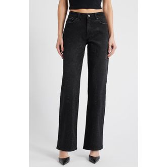 Purple Crystal Slim Straight Leg Jeans in Black at Nordstrom Rack, Size 29