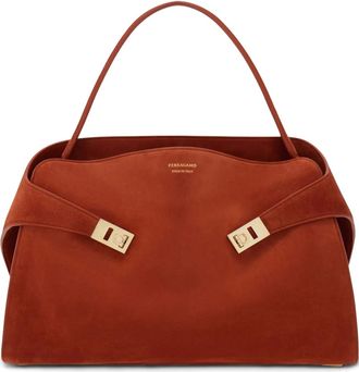 Ferragamo Borsa a spalla Hug grande con placca Gancini - Rosso