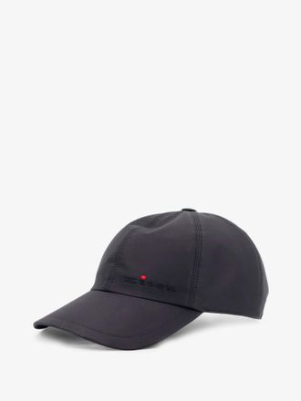 Kiton Mens Nylon Hat With Embroidered Logo Black