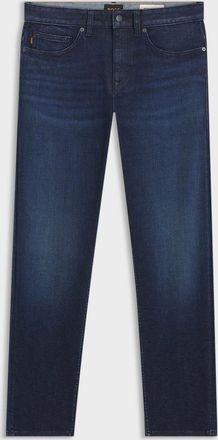 HUGO BOSS Mens BOSS Orange Delaware Mens Slim-Fit Jeans in Stretch Denim - Dark Blue 407 - Navy - Size: 34/34
