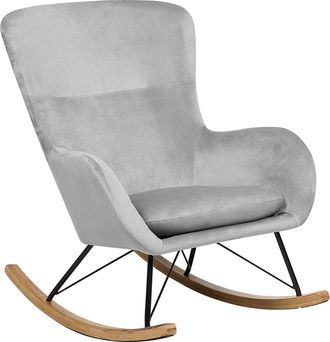 Beliani Beliani - Silla Mecedora De Terciopelo Gris Claro Patas De Metal Balancines Moderno Glamour Tradicional Ellan