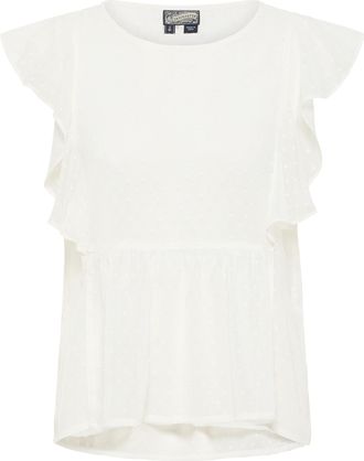 Dreimaster Dreimaster blouse met korte mouwen Dames wolwit