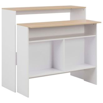 Berkfield Home Bar Table with 2 Table Tops White & Oak 130x40x120 cm | Size: 130 x 40 x 120 cm