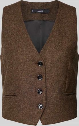 Mango Regular Fit Weste mit V-Ausschnitt Modell PIPER in Dunkelbraun, Größe XL