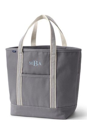 Lands End Open Top Canvas Tote Bag in Silver Graphite at Nordstrom, Size Large