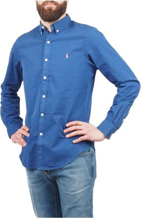 Ralph Lauren Royal Blue Chino Overhemd - Heren - Casual Overhemden - Blauw - S - Katoen - Overhemden