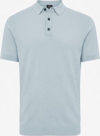 Genti Gebreide Polo | Lichtblauw