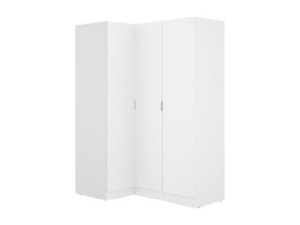 Vente-Unique Armario de esquina 3 puertas - Ancho 132 cm - Blanco - LISTOWEL
