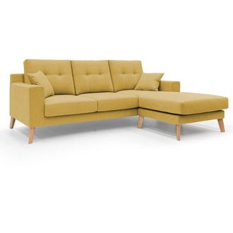 Divani.Store Danish Divano angolare REVERSIBILE in tessuto morbido impermeabile T02 237 cm giallo