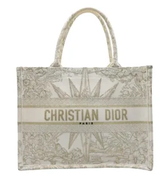 Dior Medium Gold Canvas Embroidered Rêve dInfini Book Tote