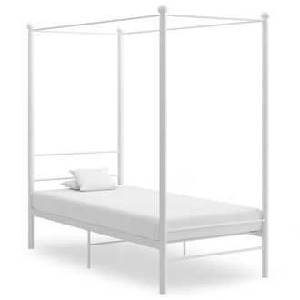 vidaXL Estructura Cama Con Dosel Sin Colch&oacute;n Metal Blanco 100x200 Cm Vidaxl