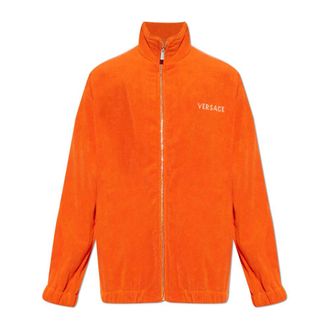 Versace Zip-throughs, unisex, Orange, Size: XS Cotton-Terry Jacquard Zip Sweatshirt