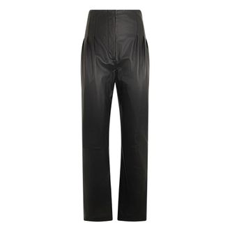 Alberta Ferretti Leather Trousers with Pleats - female - Alberta Ferretti - Leather Trousers - Black - S - Trousers