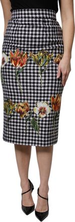 Dolce & Gabbana Womens Multicolor Floral Print High Waist Pencil Cut Skirt Virgin Wool Nylon