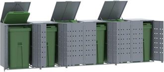 vidaXL Vidaxl - Cobertizo De 6 Contenedores De Basura Acero Gris 414x79x117 Cm