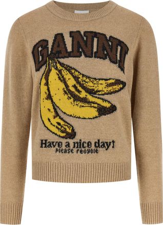 Ganni Beige Wool Womens Cardigan