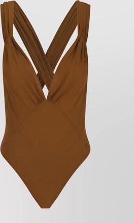 Saint Laurent silk mousseline cross-back v-neck top