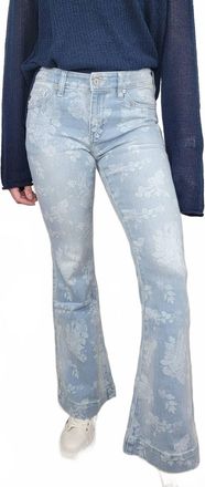 Kancan Rosa Floral Print Flares Jean In Light Wash