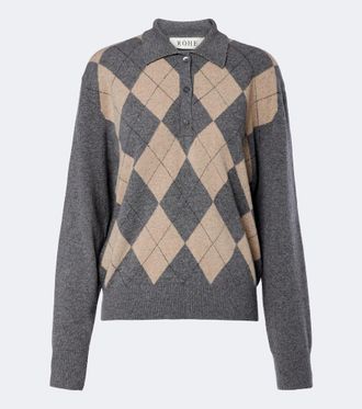 R&oacute;he R&oacute;he Argyle wool-blend polo sweater