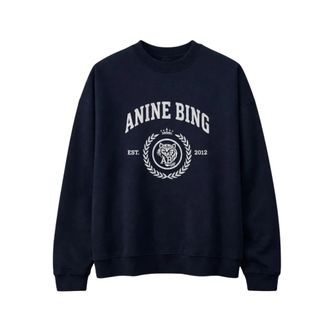Anine Bing Miles Sweatshirt Collegiate - Dames - Sweatshirts - Blauw - M - Katoen - Hoodies & sweatvesten