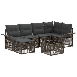 vidaXL Conjunto De Sof&aacute;s De Jard&iacute;n 7 Pcs Gris Rat&aacute;n Sint&eacute;tico Vidaxl