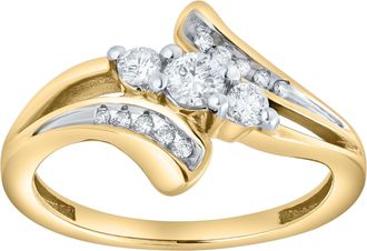 LuvMyJewelry Solynne 0.30 Ct 10K Gold Bypass Diamond Ring