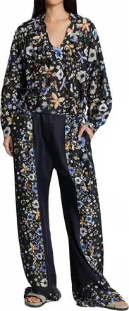 Munthe Fabert Floral Silk Pants In Black