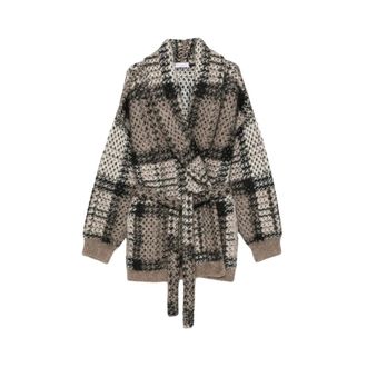 Brunello Cucinelli Truien & Vesten, Dames, Bruin, S, Pailletten, Mmt 571716 Gebreide Cardigan met Pailletten