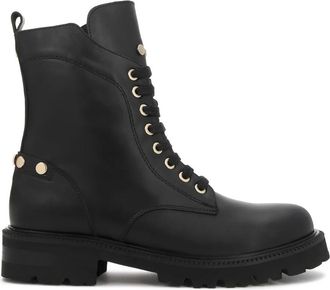 Kazar Enkellaarsjes - Dames - Veterlaarzen - Zwart - 37 EU - Leer - Schoenen