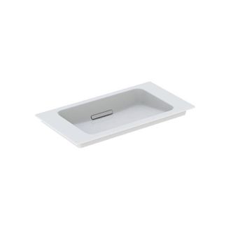 Keramag Lavabo Geberit ONE Furniture, scarico orizzontale, compatto, 75x40cm, senza foro per rubinetteria, troppopieno nascosto, bianco, KeraTect, bianco