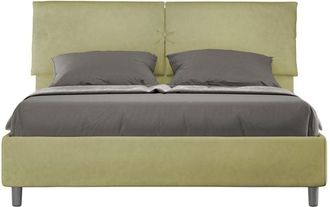 ITYhome Letto Matrimoniale rivestito in Microfibra - mados - Dimensione Rete: 160x200 - Tipologia Letto: Senza Rete - Colore: T&egrave; verde