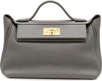 Herm&egrave;s Grey Leather 24/24 Etain Togo Bag - 10s (Authentic Pre-Loved)