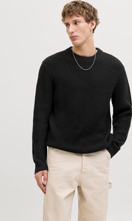 Jack & Jones Strickpullover JACK & JONES JORBLEECKER KNIT CREW NECK BF, Herren, Gr. S, schwarz, Strick, Obermaterial: 65% Polyacryl, 35% Baumwolle, unifarben, regu