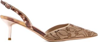Nicoli 60 mm Dahna verfraaide slingback pumps - Beige