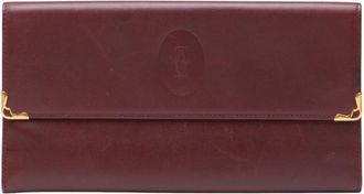 Cartier Bordeaux Wine Red Leather Long Wallet (Tri-Fold) (Pre-Owned)