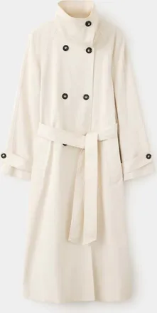 Mango Trench lungo collo a imbuto cintura bianco sporco - Donna - XXS - MANGO