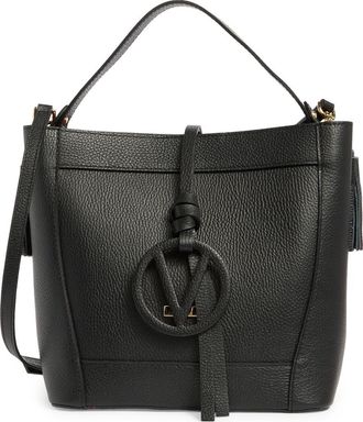 Mario Valentino Callie Medallion VLOGO Leather Bucket Bag in Black at Nordstrom Rack