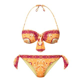 Twinset Bikinis, female, Orange, Size: XL Bandeau Bikini with Foulard Print