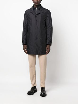 Fay Mens Easy Morning Double Breasted Coat - Black Nylon - Size 2XL