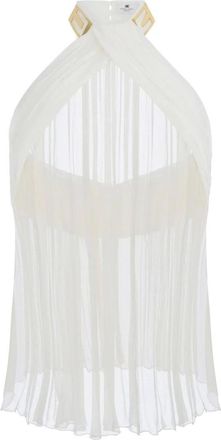 Elisabetta Franchi Crepon Halter Top - Dames - Tops zonder mouwen - Beige - L - Tops