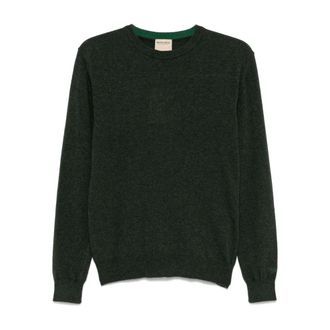 Woolrich Round-neck Knitwear, male, Green, Size: 2XL Green Knitted Crew Neck Sweater