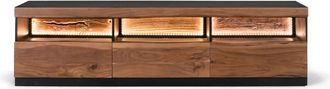Giner&Colomer Mueble tv de madera de acacia natural y negra