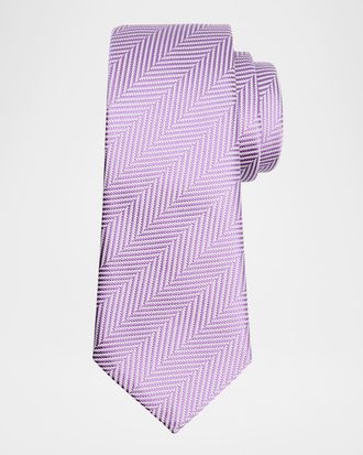 Giorgio Armani Mens Herringbone Silk Tie