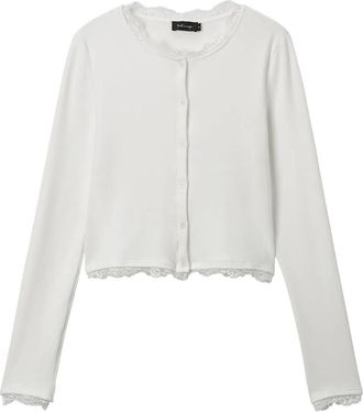 Tout &agrave; Coup Vest met kanten afwerking - Wit